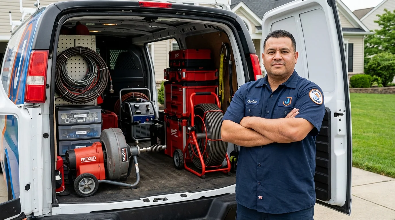 Professional drain cleaning equipment and Johns Plumbing LLC plumber in Pleasant Garden