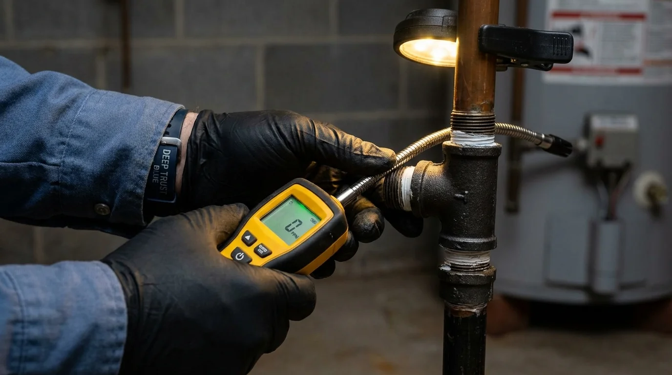 Gas leak detection with electronic sniffer by Johns Plumbing LLC in Pleasant Garden